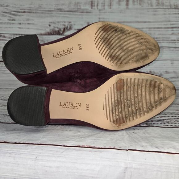 Ralph Lauren Women's Wynne Ankle Boots Size 6.5B Suede Leather Bordeaux Wine - Picture 6 of 10